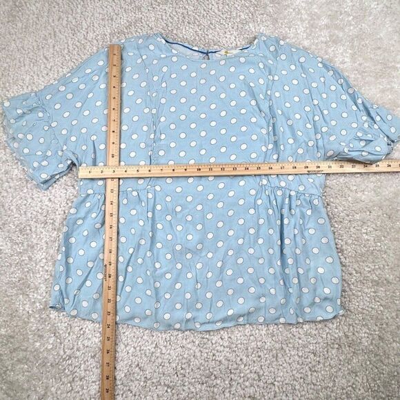 Boden Blue Polkadot Blouse Ruffle Sleeve - Picture 6 of 6